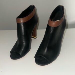 Marc Fisher Black, Brown & Gold Trim Women's Ankle Boots